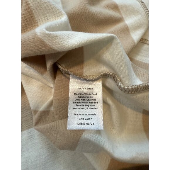 Talbots Womens Striped Long Sleeve Top Size X Small Beige White 100% Cotton NWT - Picture 7 of 8